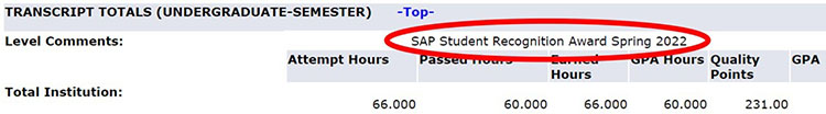 SAP Sample Transcript Notation